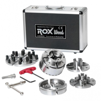 Rox Wood 0293 4 Çeneli Ahşap Torna Aynası ve Aksesuarları 6 Parça