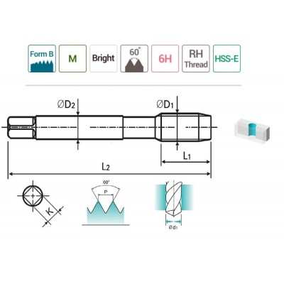 YG-1 Düz Kanal Makina Klavuzu M4 x 0.7 mm HSS-E DIN371/B (TC814246)