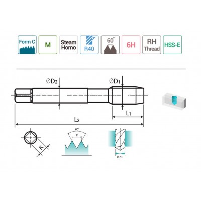 YG-1 Helis Makina Klavuzu M10 x 1.50 mm HSS-E DIN371/C (TB804426)