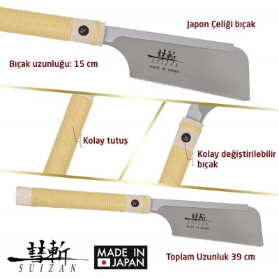 Suizan 2600 Dozuki Dovetail Çokyönlü Japon Ahşap Kesim Testeresi 15 cm