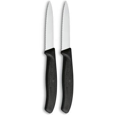 VICTORINOX 6.7633.B 8cm Siyah 2li Tırtıklı Soyma Bıçağı, Blisterli Paket