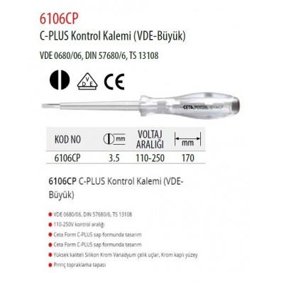 CETA-FORM 6106 CP C-Plus Kontrol Kalemi (VDE-Büyük)-3.5x170 mm.