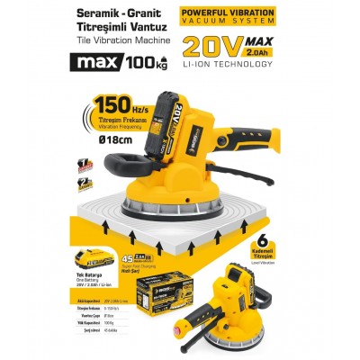 SGS 5415 AKÜLÜ SERAMİK-GRANİT TİTREŞİMLİ VANTUZ 20V 1*2.0 Ah