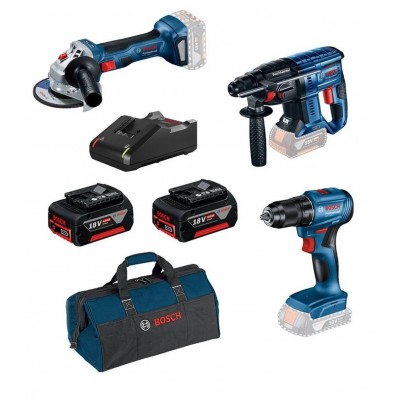 BOSCH GBH 180+GWS 180+GSR 185 Çift Akülü 2x4 Amper 3'lü Set