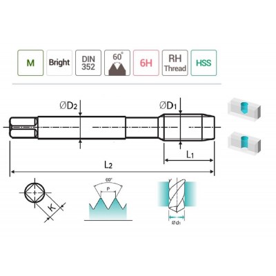 YG-1 El Klavuzu 3'lü Set HSS-DIN352 (Ölçü Seçiniz)