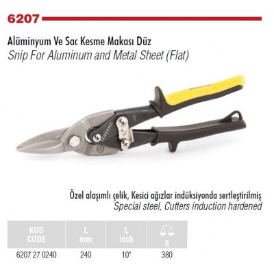 İZELTAŞ Alüminyum ve Saç Kesme Makası Düz 240 mm(6207 27 0240)