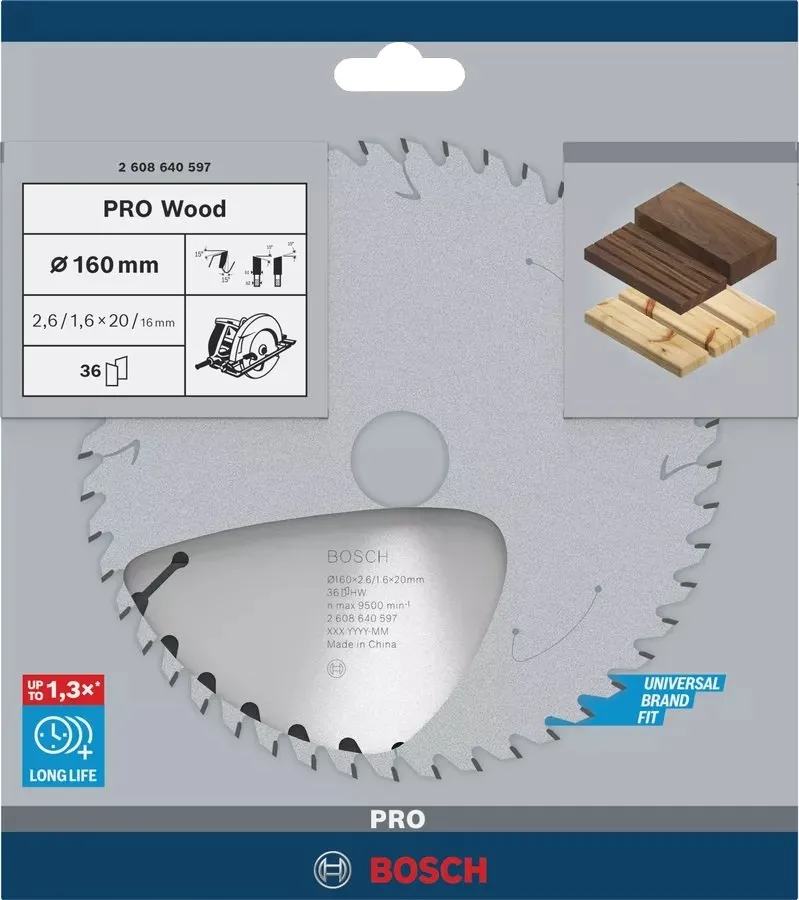 BOSCH PRO Wood 160x20x2,6/1,6 mm 24 Diş Ahşap Elmas Daire Testere Bıçağı