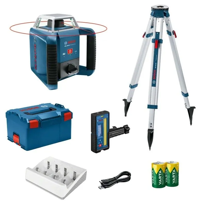 BOSCH GRL 400 H Şarjlı Rotasyon Lazerli Nivo Seti 400 mt Mesafeli
