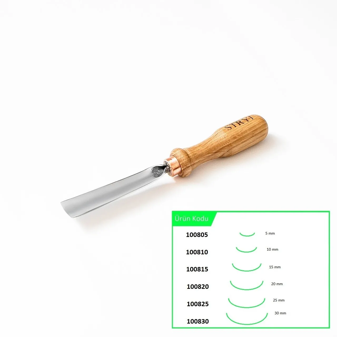 STRYI 100820 Düz Tip Oluklu Ahşap Oyma Iskarpelası 20 mm