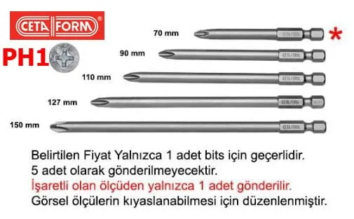 CETA-FORM PH1 x 70 mm Yıldız Bits Uç (CB/701)