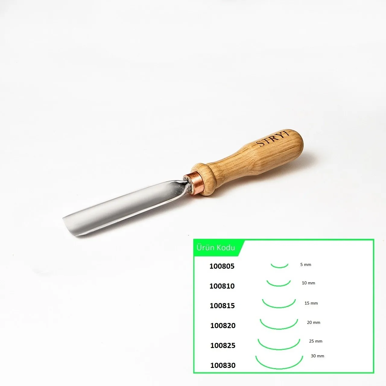 STRYI 100825 Düz Tip Oluklu Ahşap Oyma Iskarpelası 25 mm