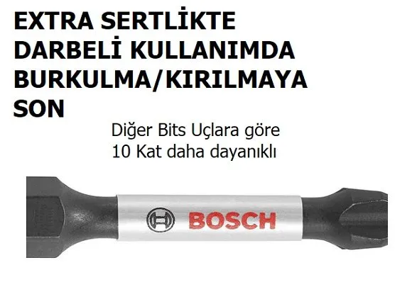BOSCH Impact Control PH2x65 Çift Taraflı Yıldız Bits Uç (Torklu Vidalamalar için)