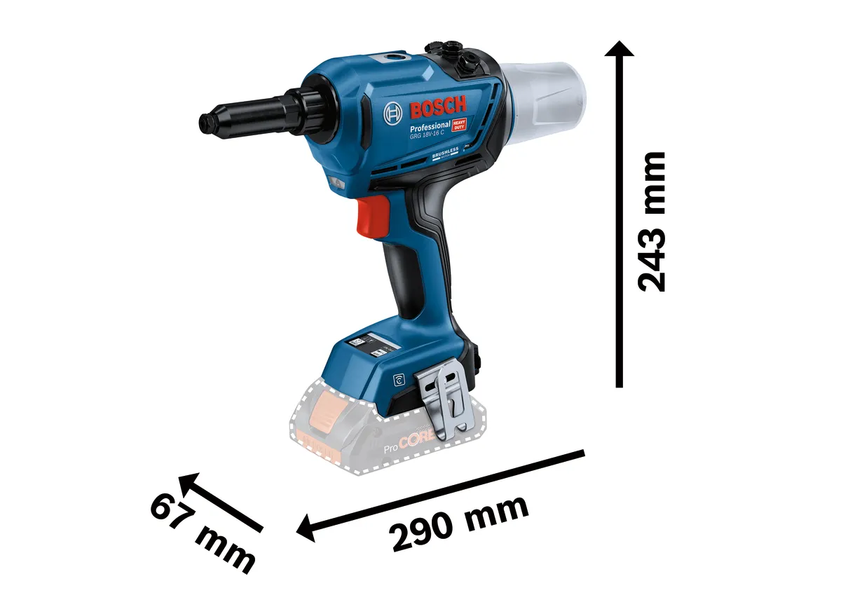 BOSCH GRG 18V-16 C Çift Akülü Perçin Tabancası 18 Volt
