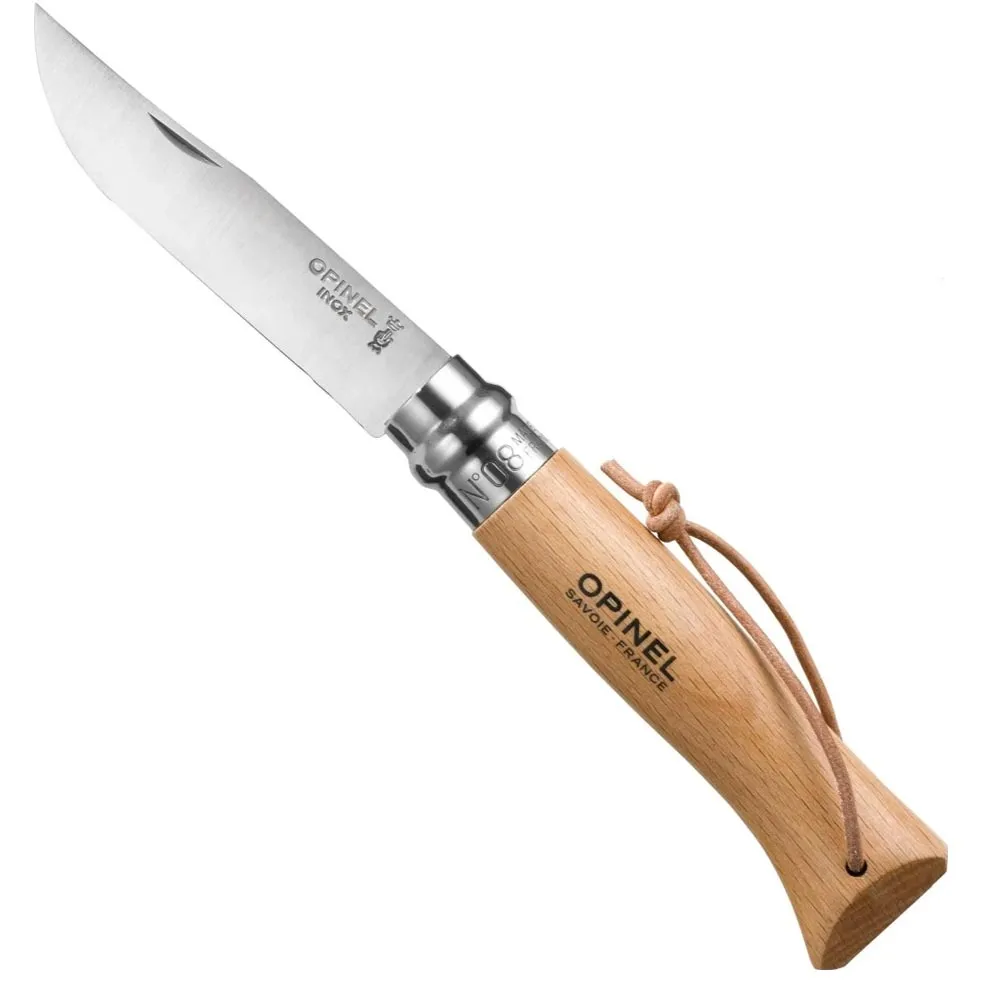 OPINEL 8 No Deri Askılı Kayın Saplı Paslanmaz Çelik Bıçak (001321)
