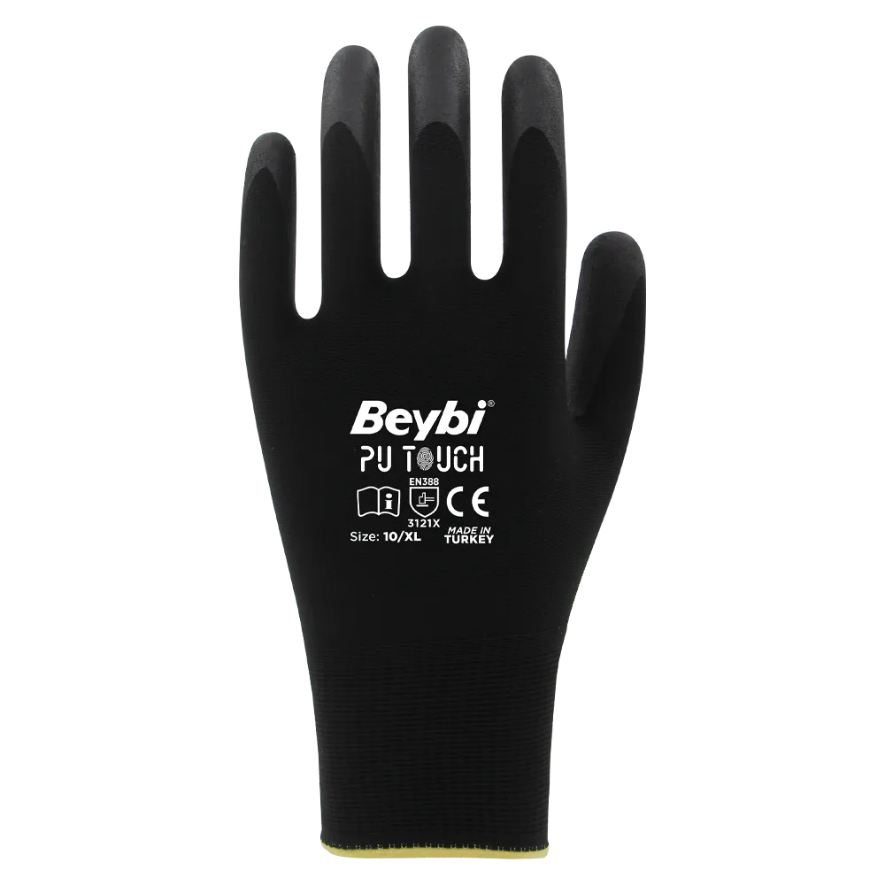 BEYBİ PU TOUCH 7 Numara Pu Kaplı Siyah İş Eldiveni