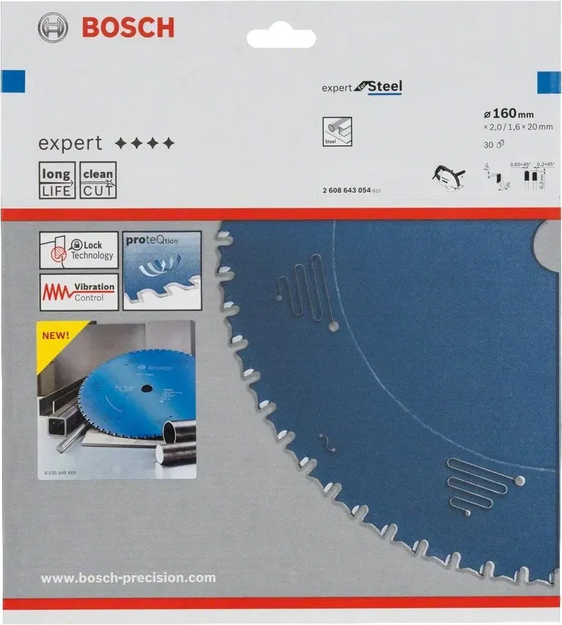 BOSCH 160x20x2.0 mm 30 Diş Expert for Metal Elmas Uçlu Daire Testere Bıçağı