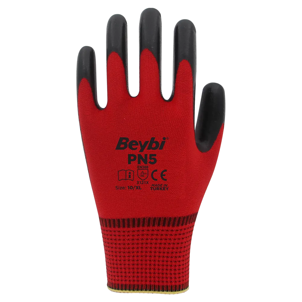 BEYBİ PN-5 Kırmızı Siyah 10 Numara Nitril İş Eldiveni
