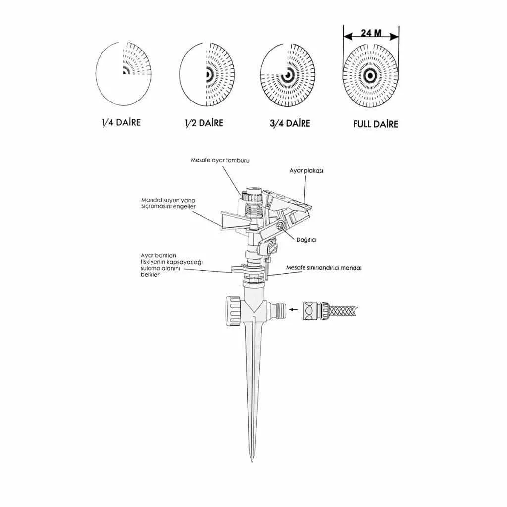 Daye Duraklamalı Fıskiye Metal Ayaklı DY1013Z
